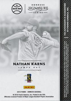 2016 Donruss - Signature Series Red #SGS-NK Nathan Karns Back