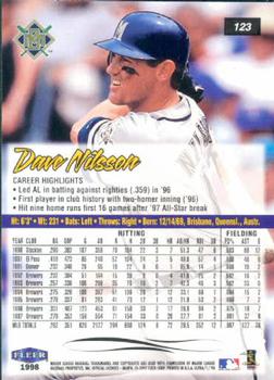 1998 Ultra #123 Dave Nilsson Back