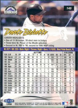 1998 Ultra #145 Dante Bichette Back