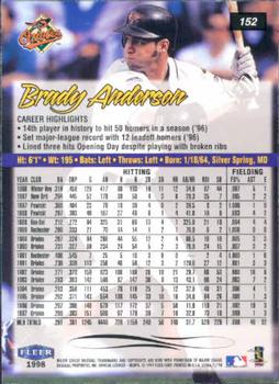 1998 Ultra #152 Brady Anderson Back