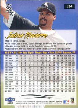 1998 Ultra #154 Jaime Navarro Back