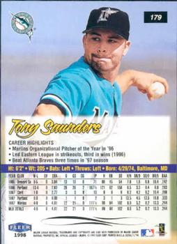 1998 Ultra #179 Tony Saunders Back