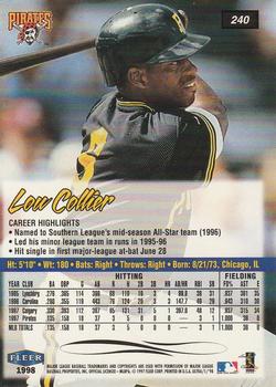 1998 Ultra #240 Lou Collier Back