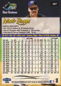 1998 Ultra #467 Wade Boggs Back