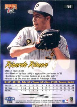 1998 Ultra #195 Ricardo Rincon Back