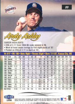 1998 Ultra #20 Andy Ashby Back