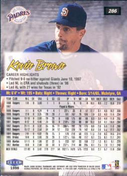 1998 Ultra #286 Kevin Brown Back