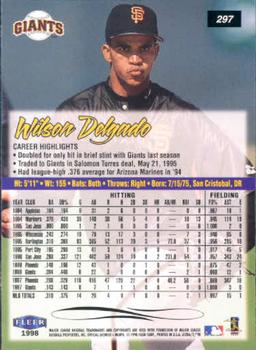 1998 Ultra #297 Wilson Delgado Back