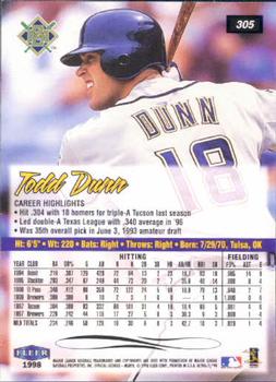 1998 Ultra #305 Todd Dunn Back