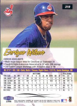 1998 Ultra #319 Enrique Wilson Back