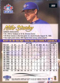 1998 Ultra #322 Mike Stanley Back