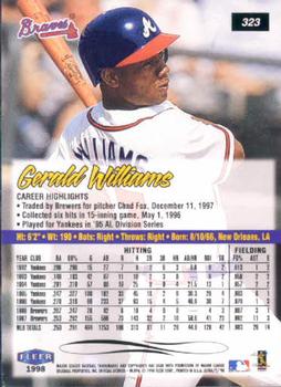 1998 Ultra #323 Gerald Williams Back