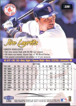 1998 Ultra #336 Jim Leyritz Back