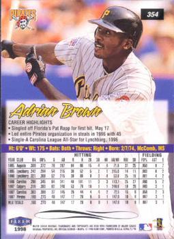 1998 Ultra #354 Adrian Brown Back