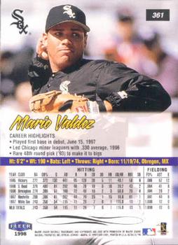 1998 Ultra #361 Mario Valdez Back