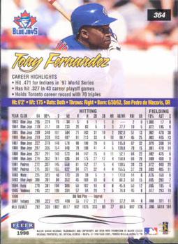 1998 Ultra #364 Tony Fernandez Back