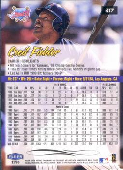 1998 Ultra #417 Cecil Fielder Back