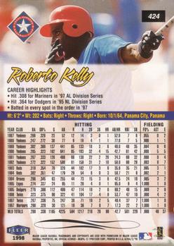 1998 Ultra #424 Roberto Kelly Back