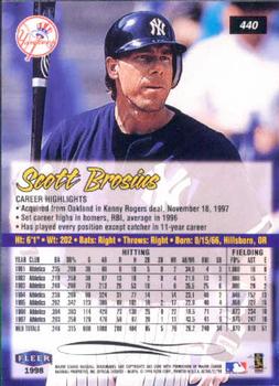 1998 Ultra #440 Scott Brosius Back