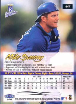 1998 Ultra #447 Mike Sweeney Back