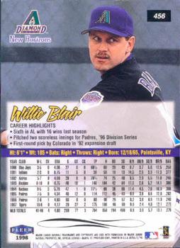 1998 Ultra #456 Willie Blair Back