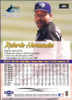 1998 Ultra #464 Roberto Hernandez Back