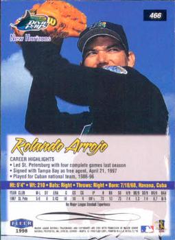 1998 Ultra #466 Rolando Arrojo Back