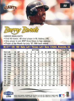 1998 Ultra #50 Barry Bonds Back