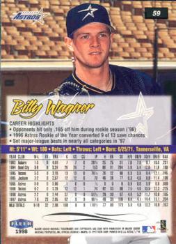 1998 Ultra #59 Billy Wagner Back