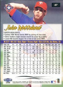 1998 Ultra #67 John Wetteland Back