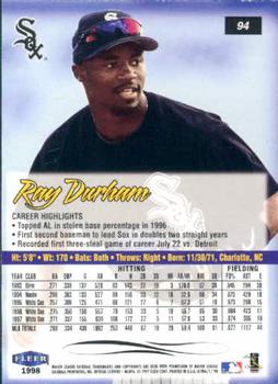 1998 Ultra #94 Ray Durham Back
