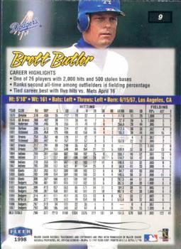 1998 Ultra #9 Brett Butler Back