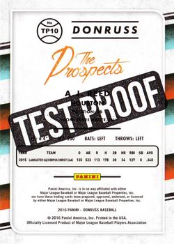 2016 Donruss - The Prospects Test Proof Magenta #TP10 A.J. Reed Back
