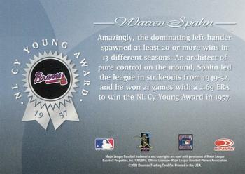 2001 Donruss Signature - Award Winning Signatures Masters Series #NNO Warren Spahn Back