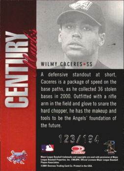 2001 Donruss Signature - Century Marks #NNO Wilmy Caceres Back