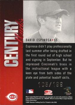 2001 Donruss Signature - Century Marks #NNO David Espinosa Back