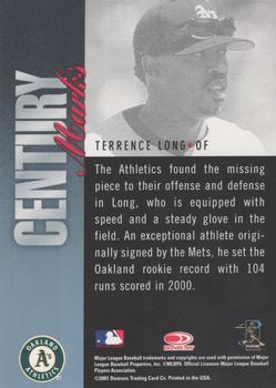 2001 Donruss Signature - Century Marks Masters Series #NNO Terrence Long  Back