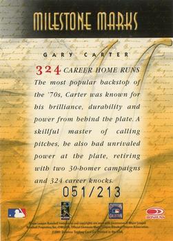 2001 Donruss Signature - Milestone Marks #NNO Gary Carter Back