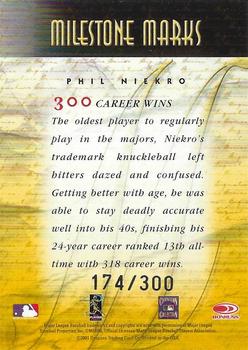 2001 Donruss Signature - Milestone Marks #NNO Phil Niekro Back