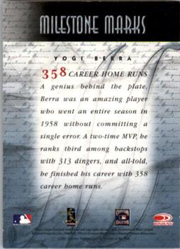2001 Donruss Signature - Milestone Marks Masters Series #NNO Yogi Berra  Back