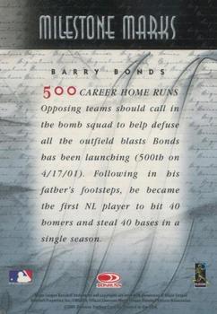 2001 Donruss Signature - Milestone Marks Masters Series #NNO Barry Bonds  Back