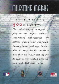 2001 Donruss Signature - Milestone Marks Masters Series #NNO Phil Niekro  Back