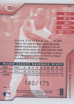 2001 Donruss Signature - Proofs #13 Ken Griffey Jr.  Back