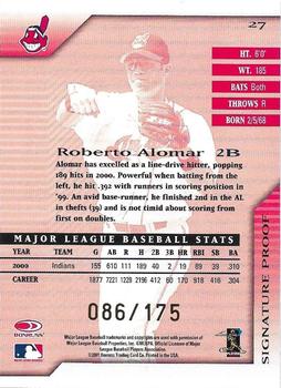 2001 Donruss Signature - Proofs #27 Roberto Alomar  Back