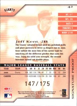 2001 Donruss Signature - Proofs #42 Jeff Kent  Back