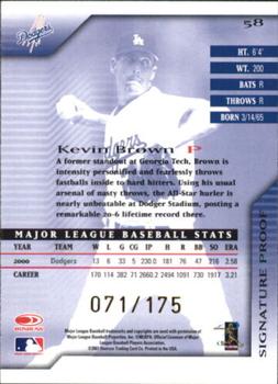 2001 Donruss Signature - Proofs #58 Kevin Brown  Back