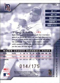 2001 Donruss Signature - Proofs #70 Tony Clark  Back