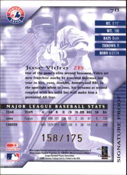 2001 Donruss Signature - Proofs #78 Jose Vidro  Back