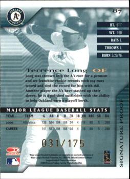 2001 Donruss Signature - Proofs #87 Terrence Long  Back