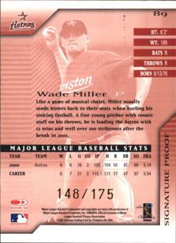 2001 Donruss Signature - Proofs #89 Wade Miller  Back